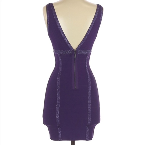GUESS Shimmer Purple Glitter Bandage Dress Small - Picture 2 of 4